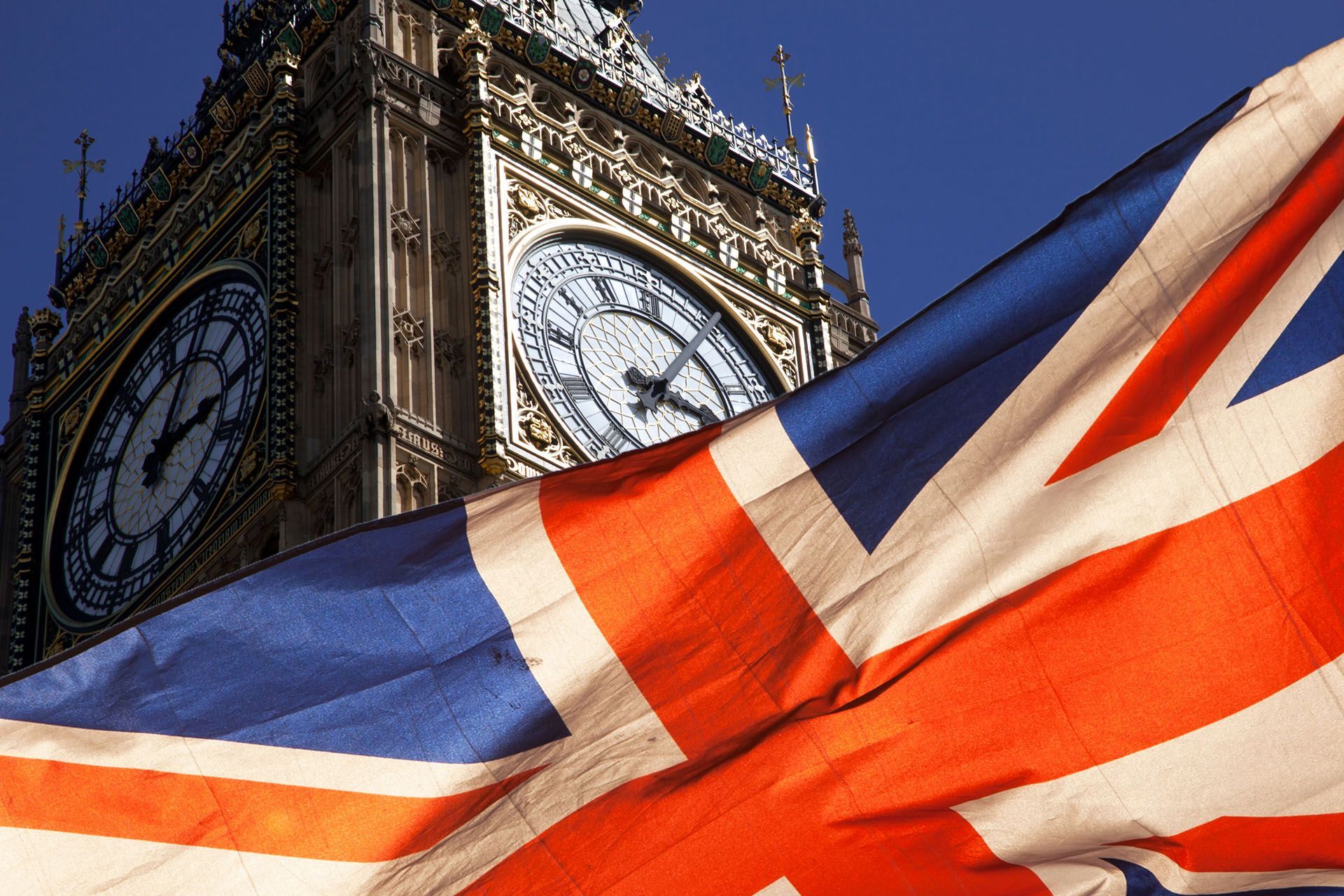 London Big Ben and UK flag