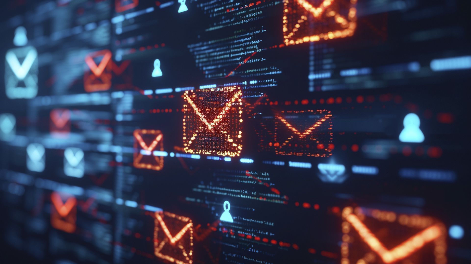 e-mail scams and with red email icons