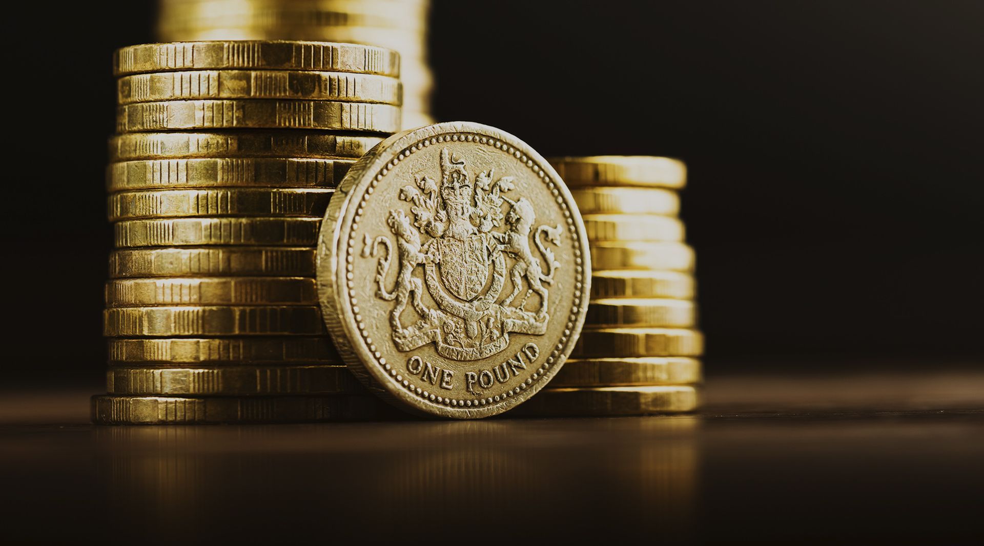 Pound sterling stack of pound coins