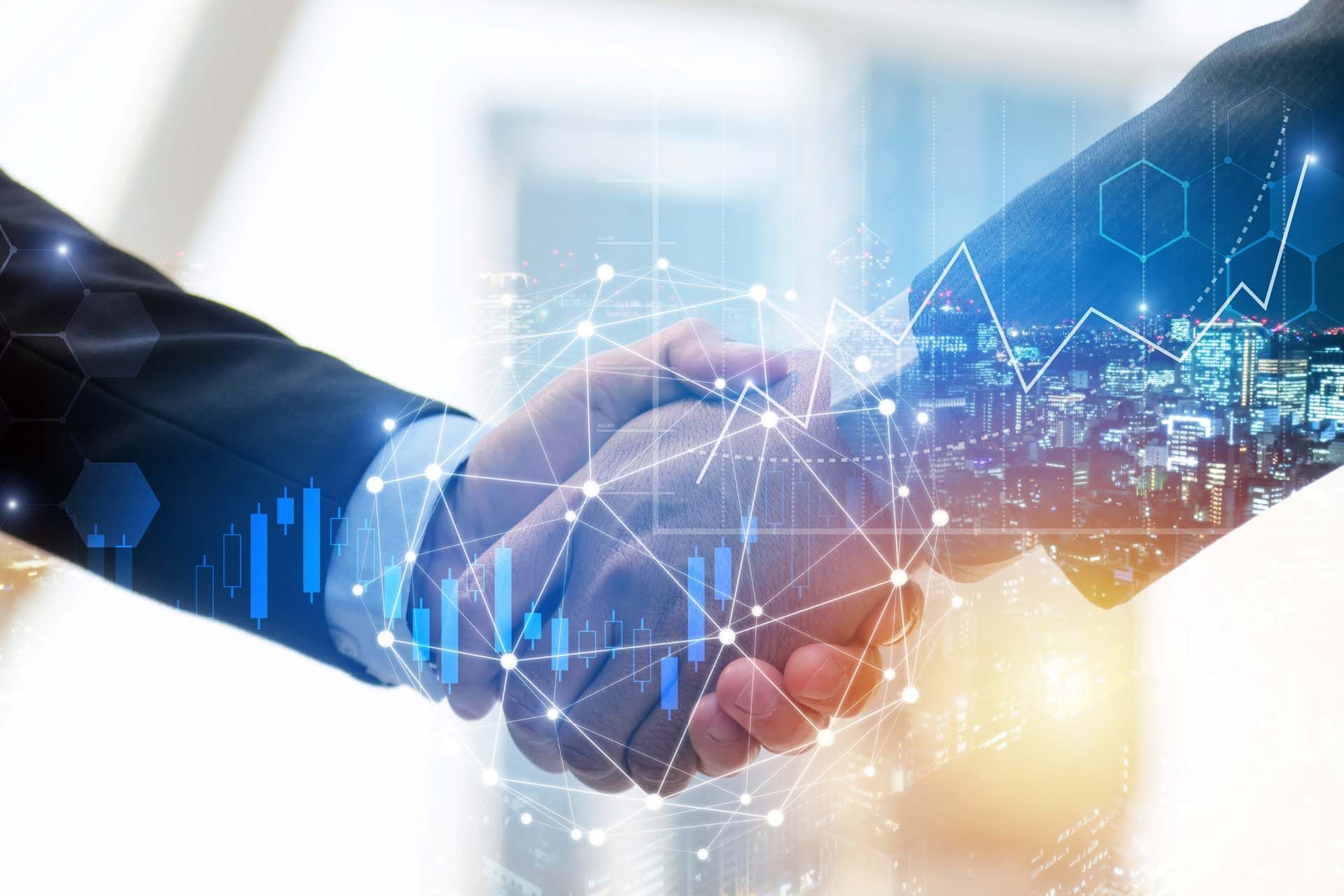 businessman handshake to manage global foreign exhange transaction