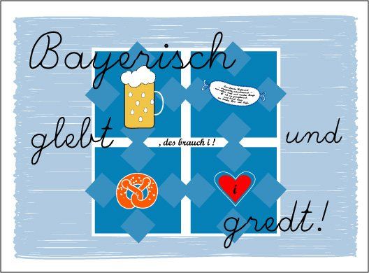 Bayerisches Karten-Motiv, Bayerischer Tourismusmotiv ,