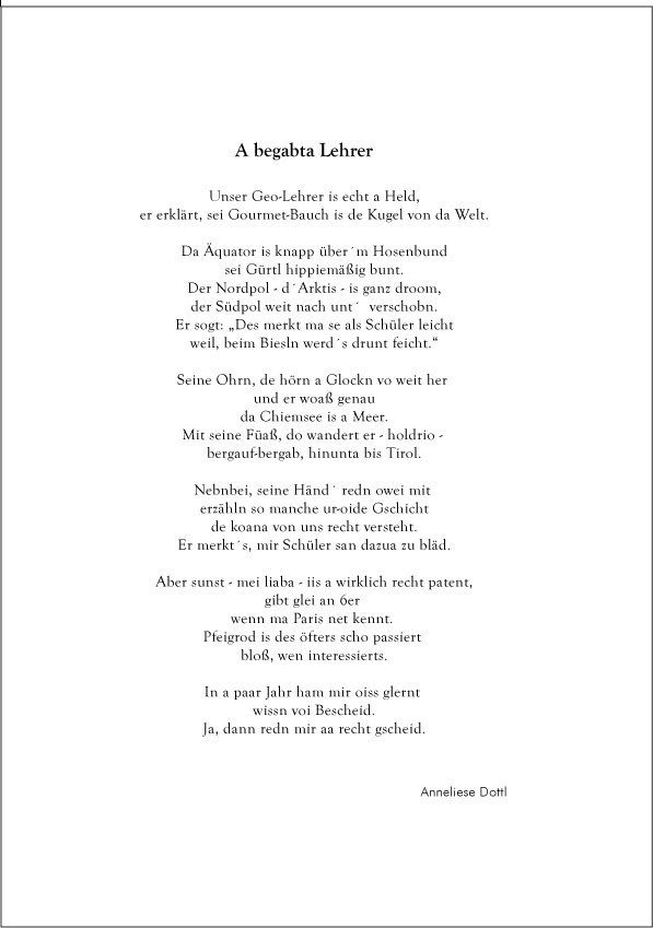 Bairisches Gedicht, Bairischer Dialekt, Schüler Bayern, Lehrer Bayern , Schule Bayern , Bairische Sprache,