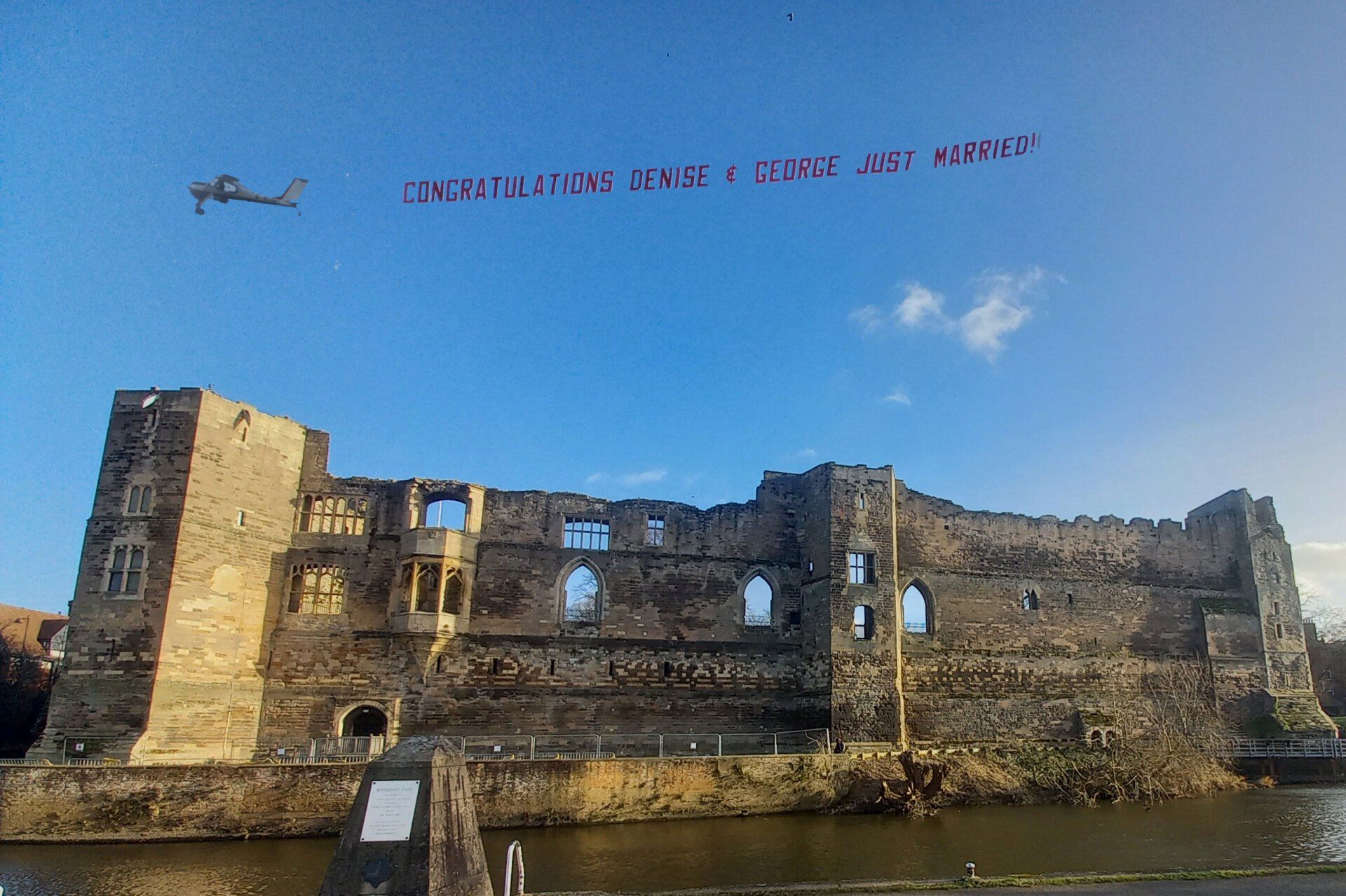 Wedding day banner in the sky