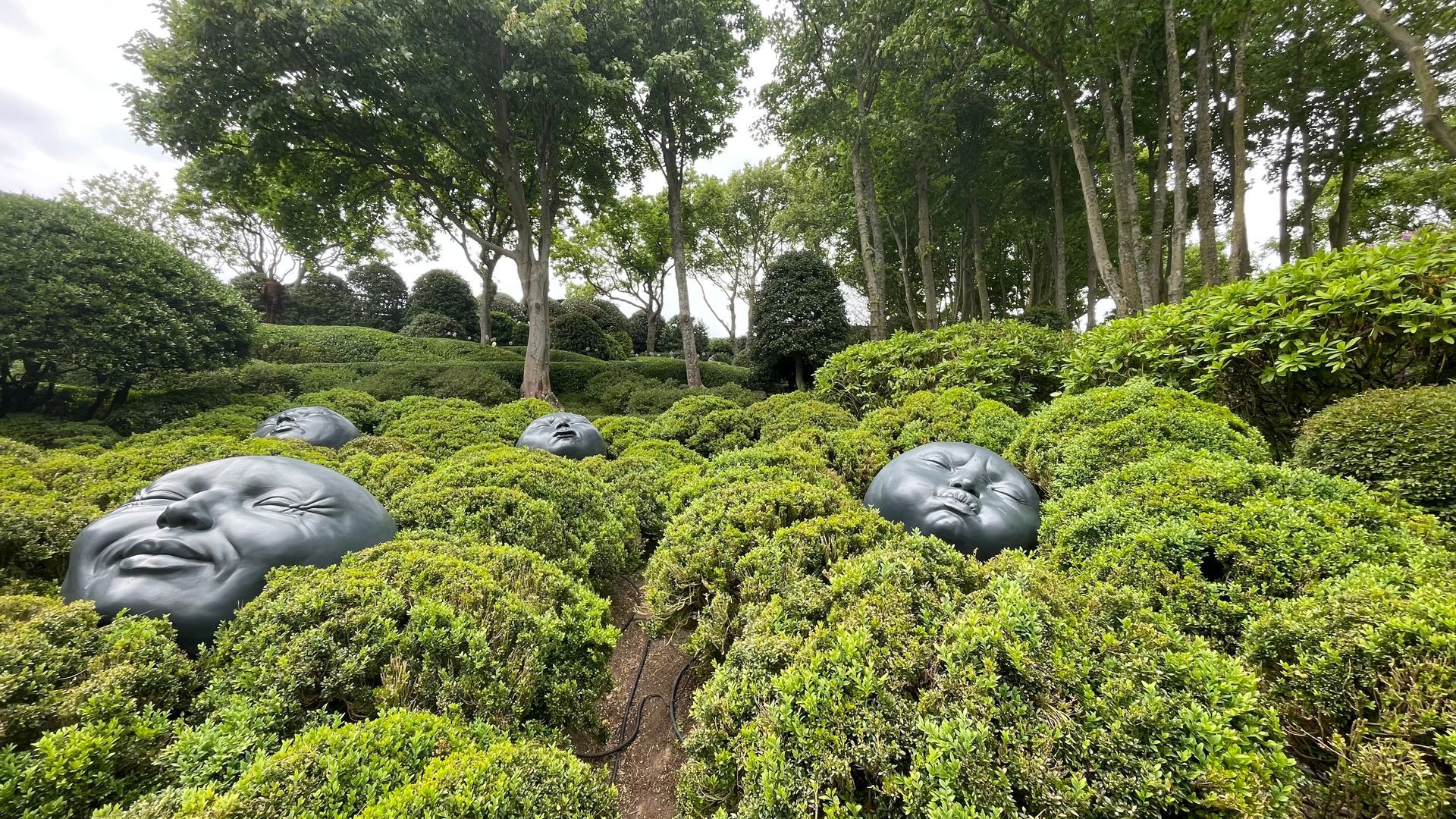 Impulsfragen zum Thema Zugehörigkeit bei Coach in Köln kirsten-pape-coaching.de Gesichtsskulpturen in den Jardins de Etretat, Normandie bei Coach in Köln kirsten-pape-coaching.de