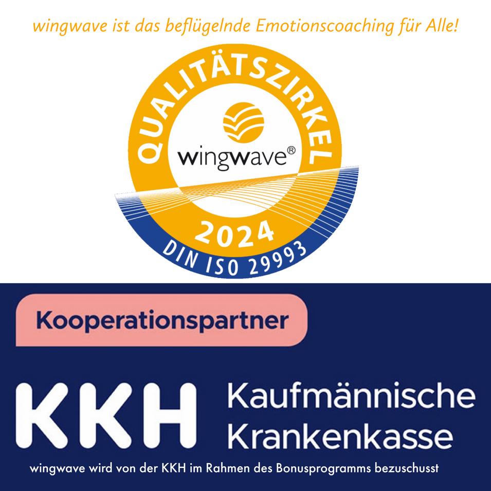 Wingwave-Coach in Köln und online Siegel für Zertifikat wingwave online Coach und Zusammenarbeit mit Kaufmännischer Krankenkasse Halle