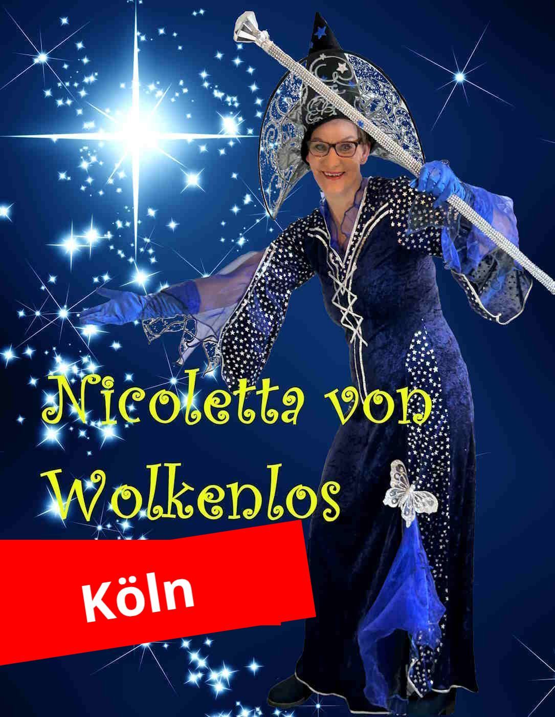Bezaubernd - unberechenbar und voller Geheimnisse - Kinderclown Köln Phantastische Partyspiele mit Kinderclown Köln - Nicoletta von Wolkenlos
