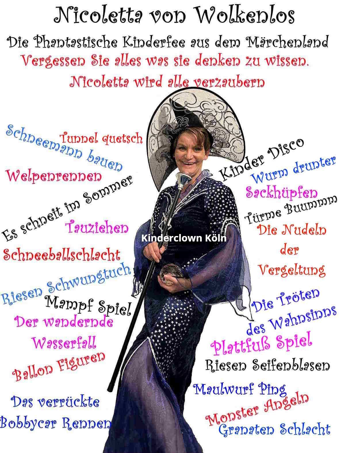 Phantastische Partyspiele mit Kinderclown Köln - Nicoletta von Wolkenlos Phantastische Partyspiele mit Kinderclown Köln - Nicoletta von Wolkenlos
