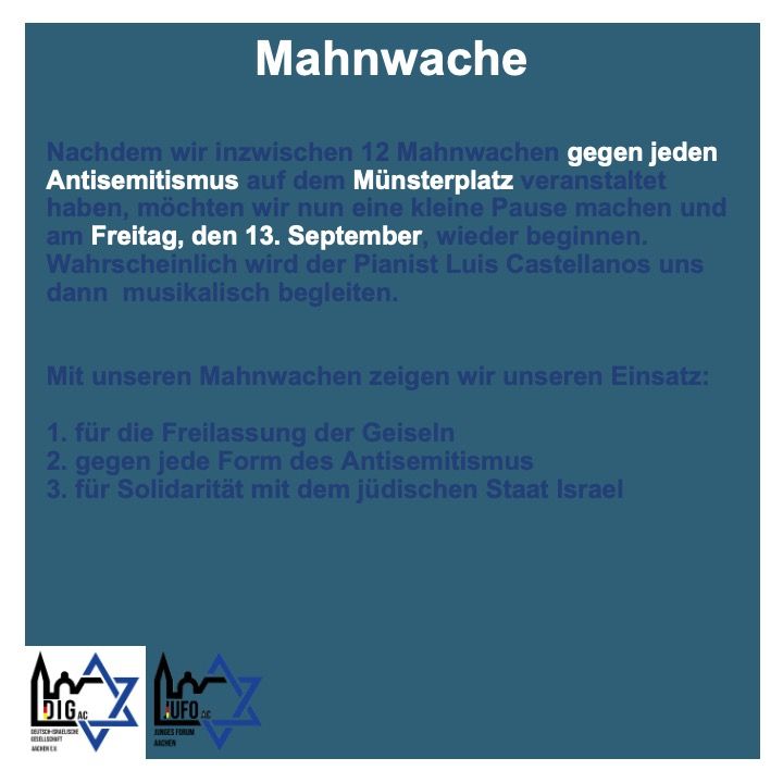 Nachdem wir inzwischen 12 Mahnwachen