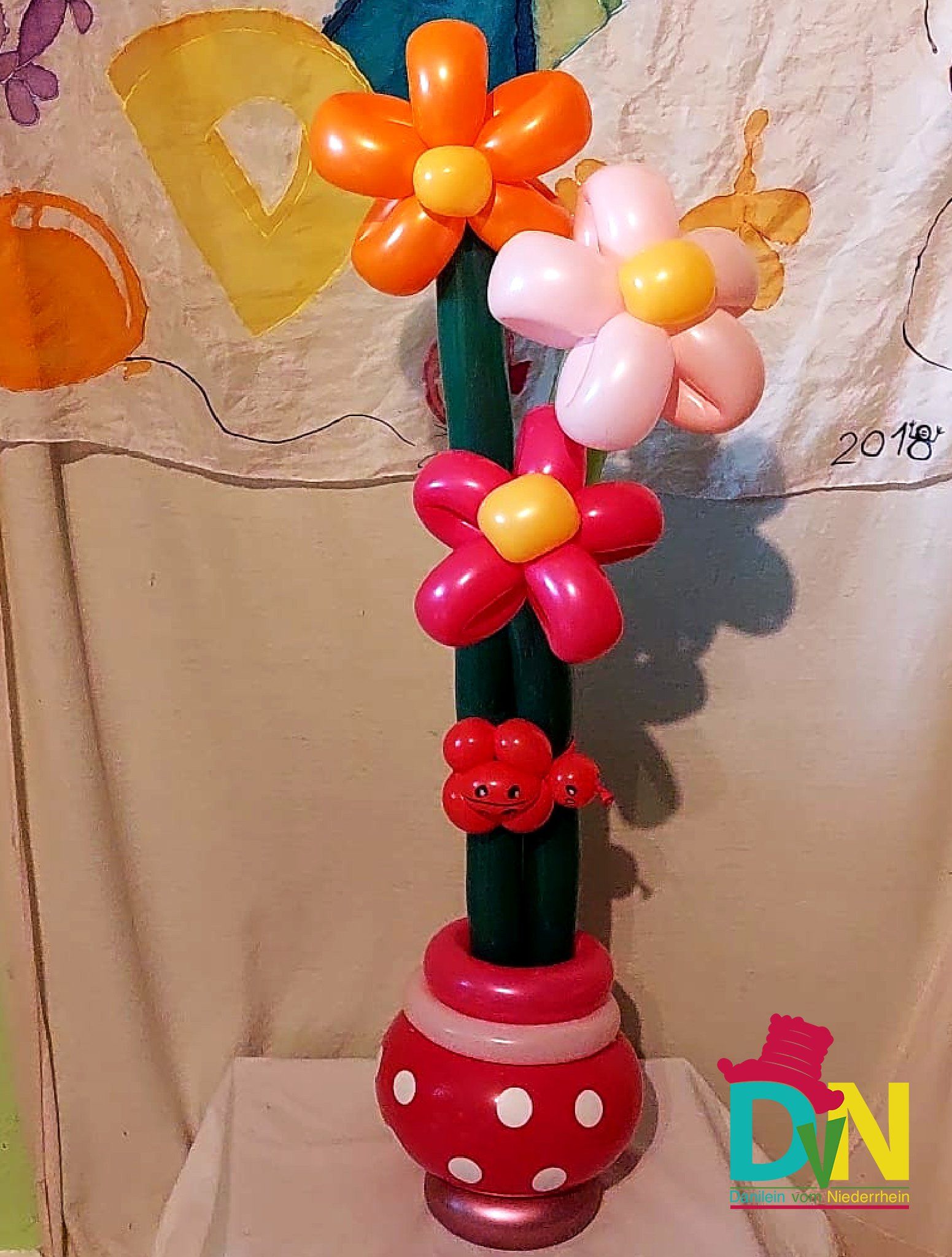 Blumen Topf01/ca.0,70x0,20m/ bunt