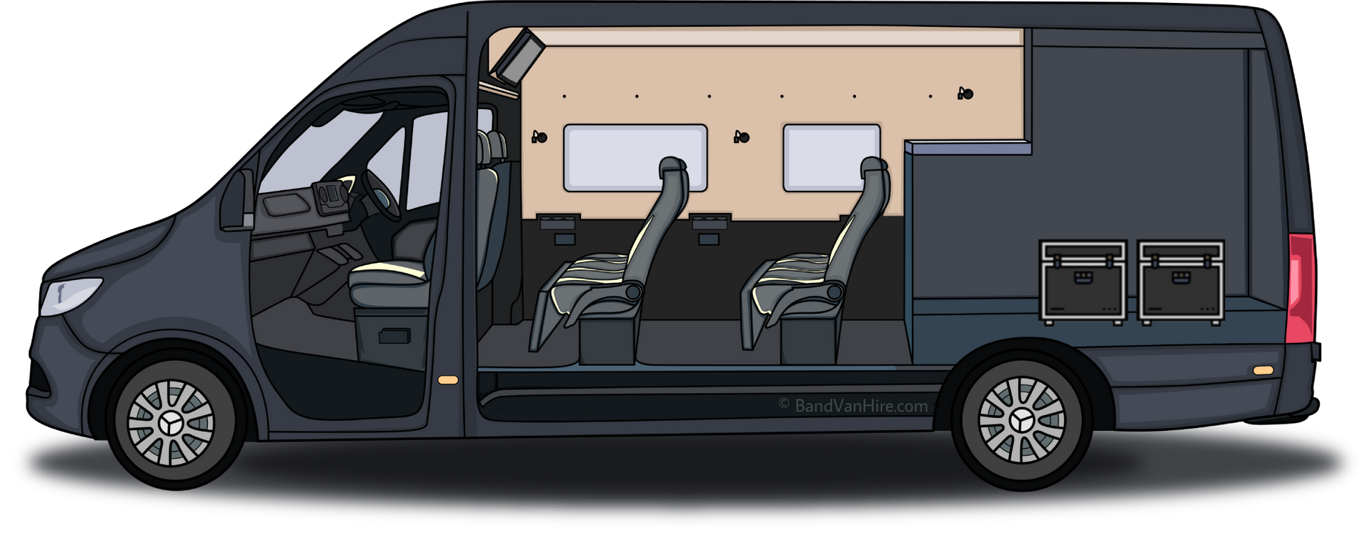 BandVanHire Jet Class Splitter Interior