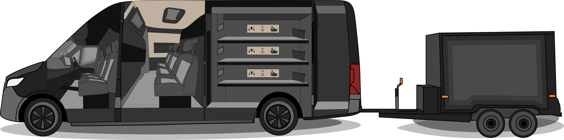 BandVanHire Mini Nightliner Inside