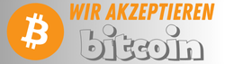 Wir akzeptieren Bitcoin Bitcoin accepted here Banner