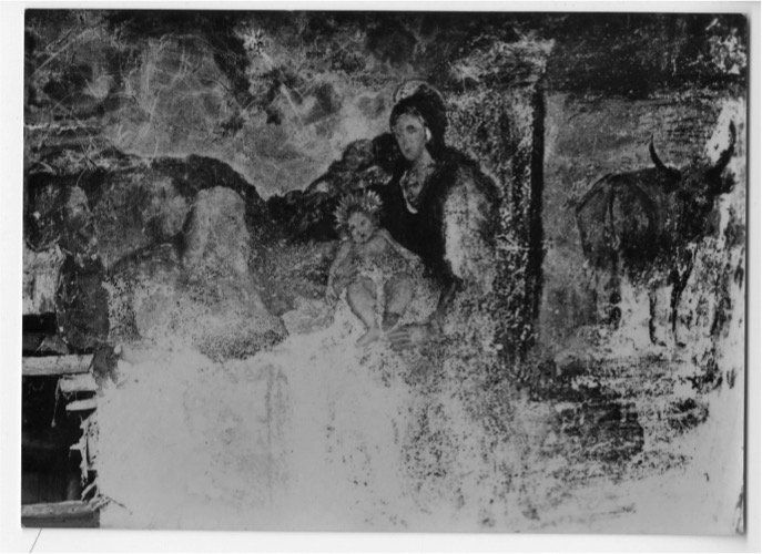 The Adoration of the Magi secret chapel altarpiece in situ (1907) showing a gap bottom left