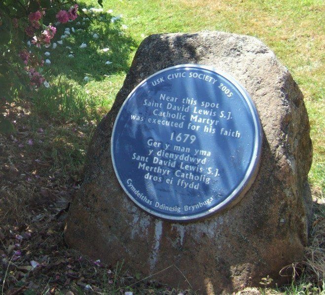 Plaque in Usk marking execution site Plaque in Usk marking execution site
