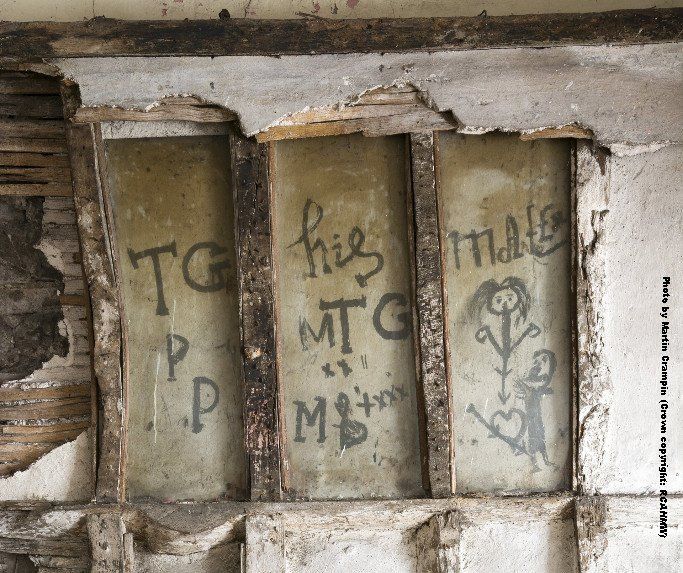 Graffiti on wall of chapel Graffiti on wall of chapel