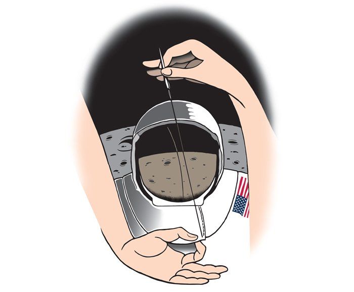 Seamstress editorial illustration from Radiations