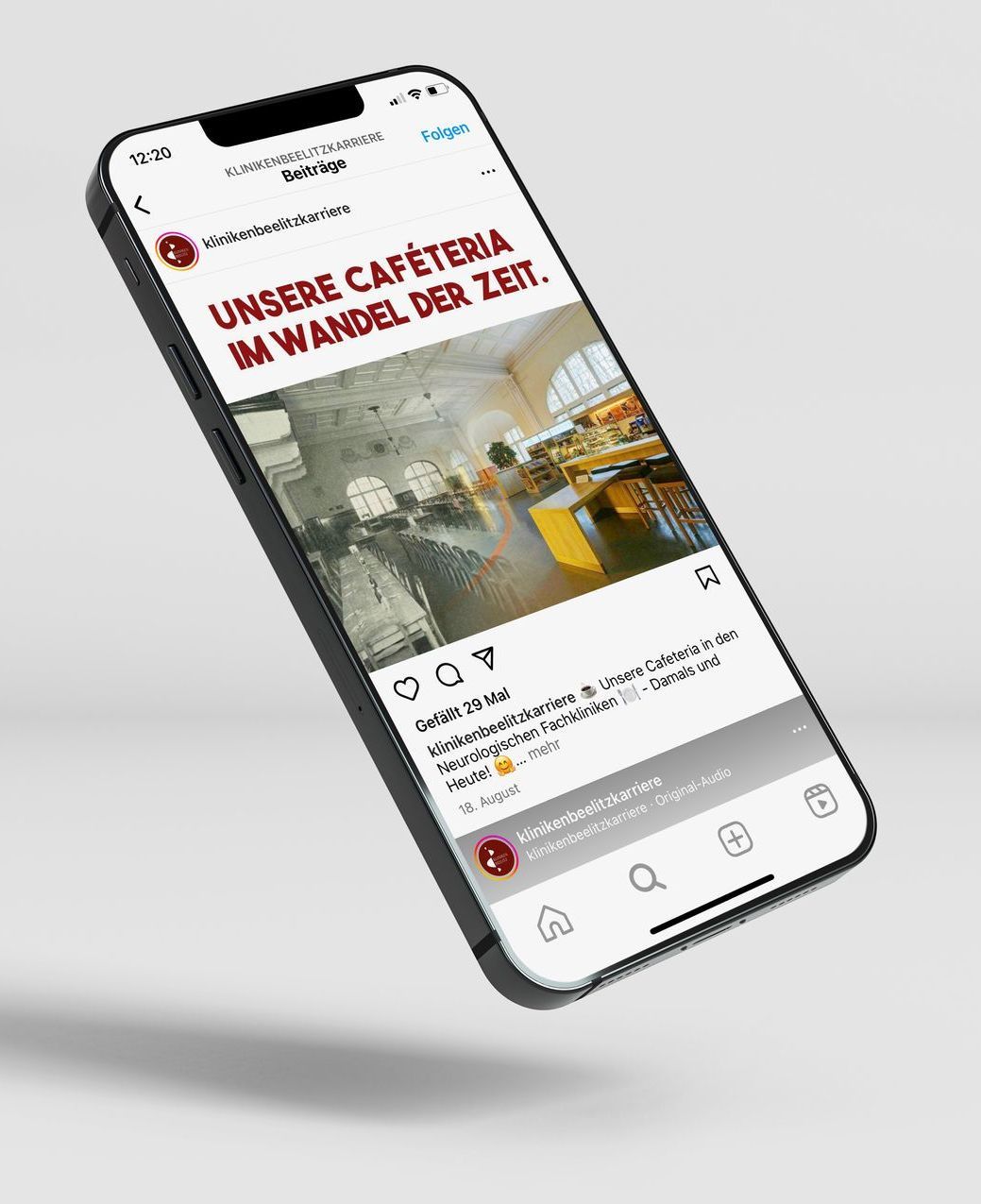 Maegnets Mock Up Instagram Beitrag der Kliniken Beelitz