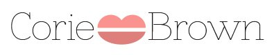 Corie Brown logo - with a horizontal C and B in pink forming a lip shape