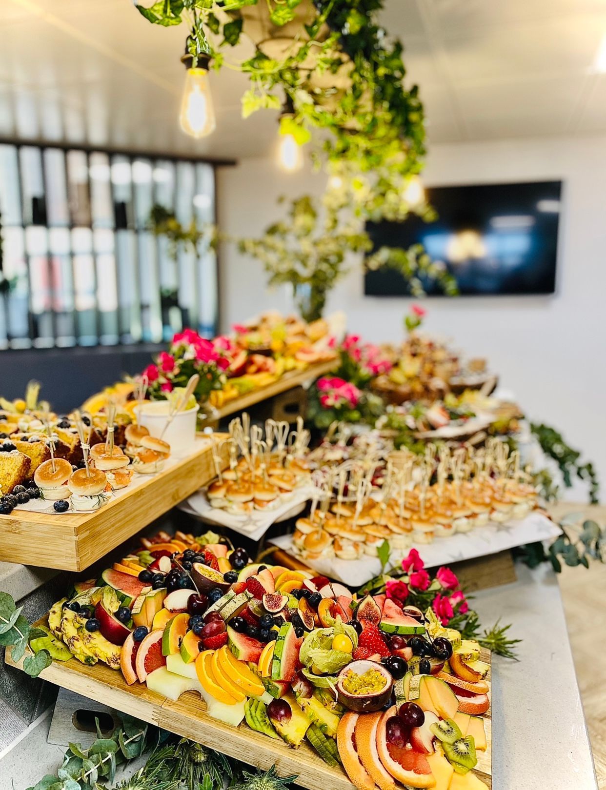 brunch set up at a corporate office