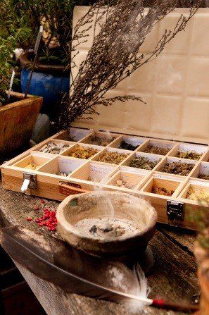 Räuchermaterial und Schale