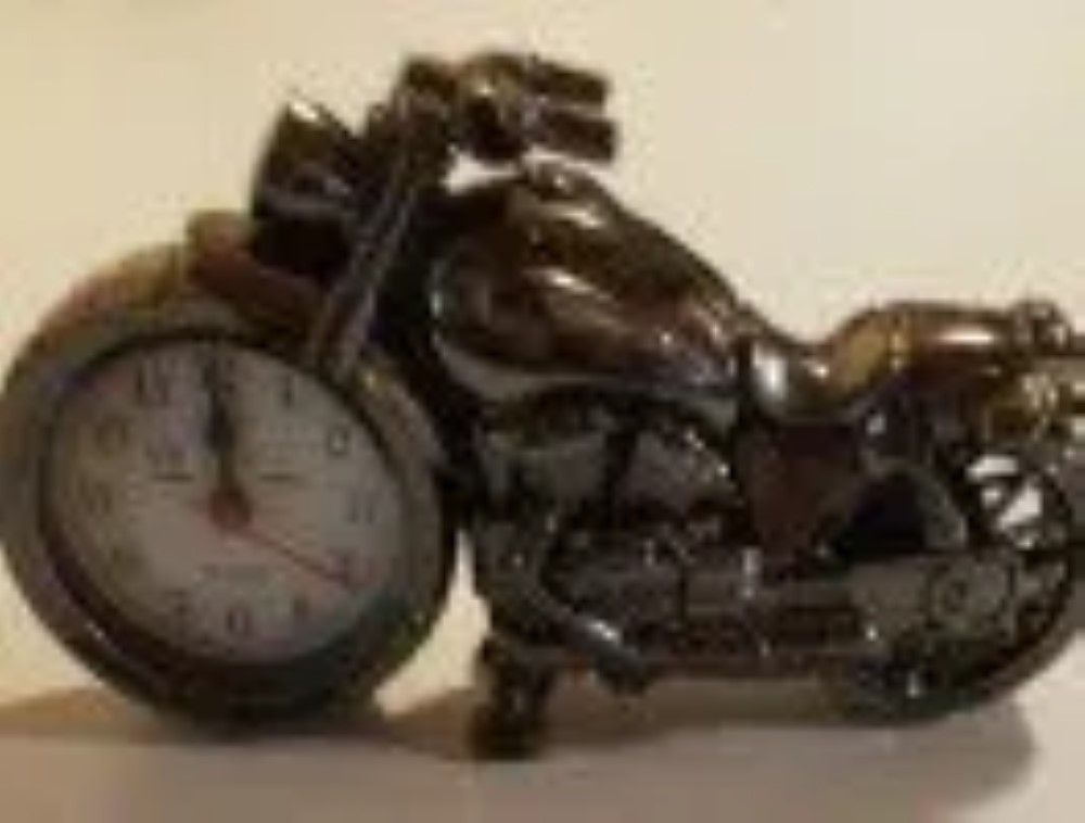 Gray Motorcycle Clock Powered by Battery