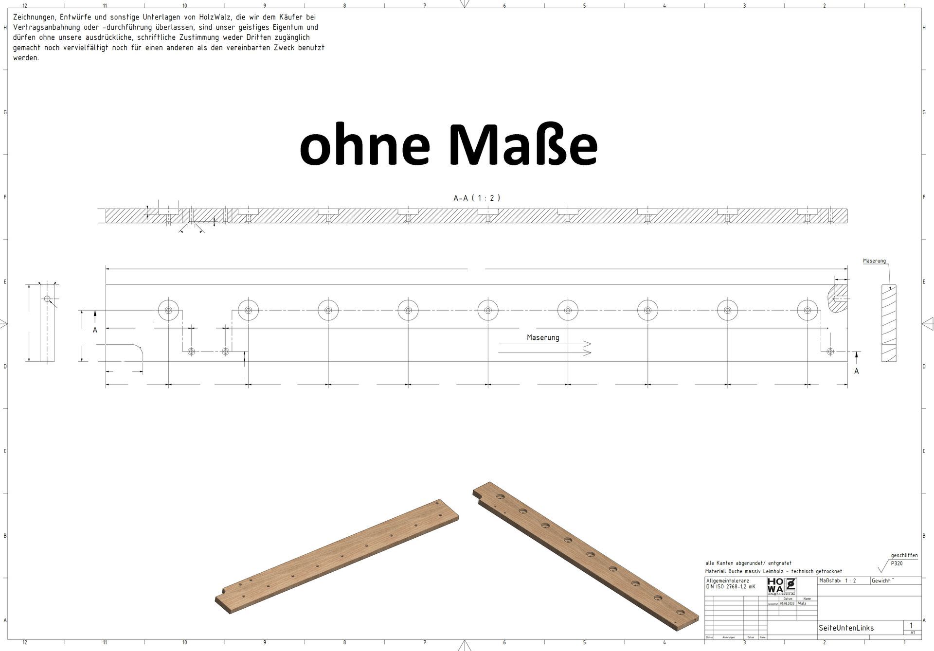 Beispielzeichnung für Eigenbau Sprossenwand