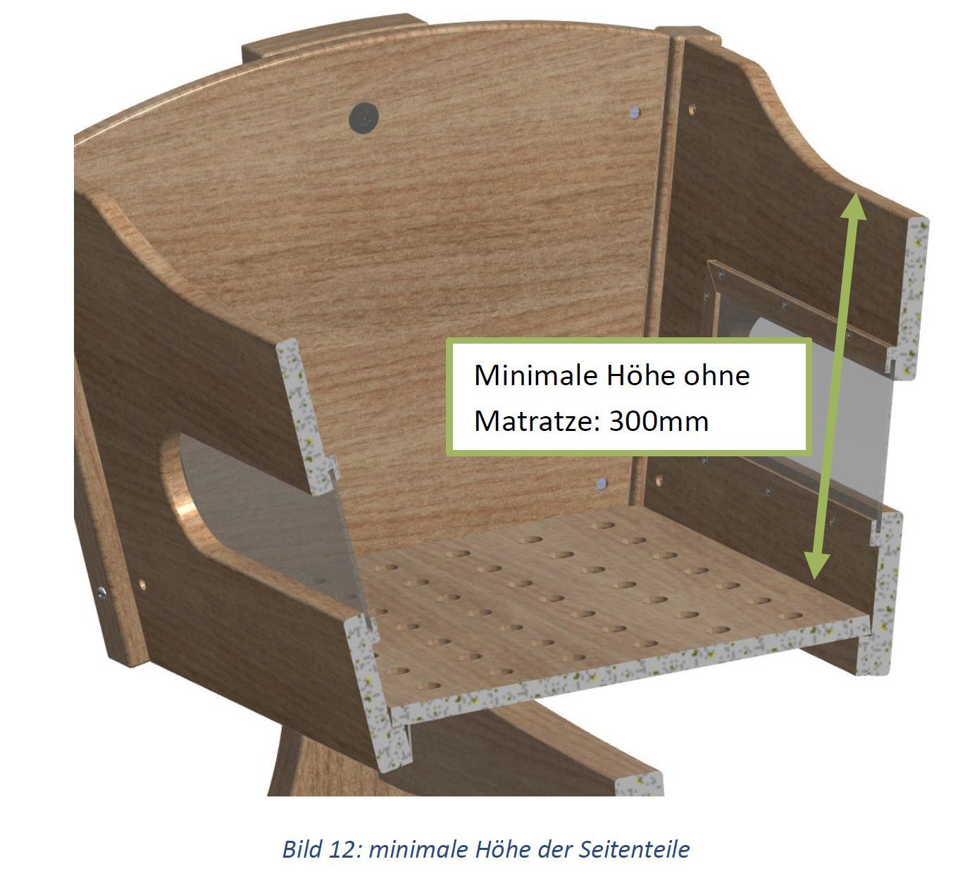Höhe Bett Babywiege
