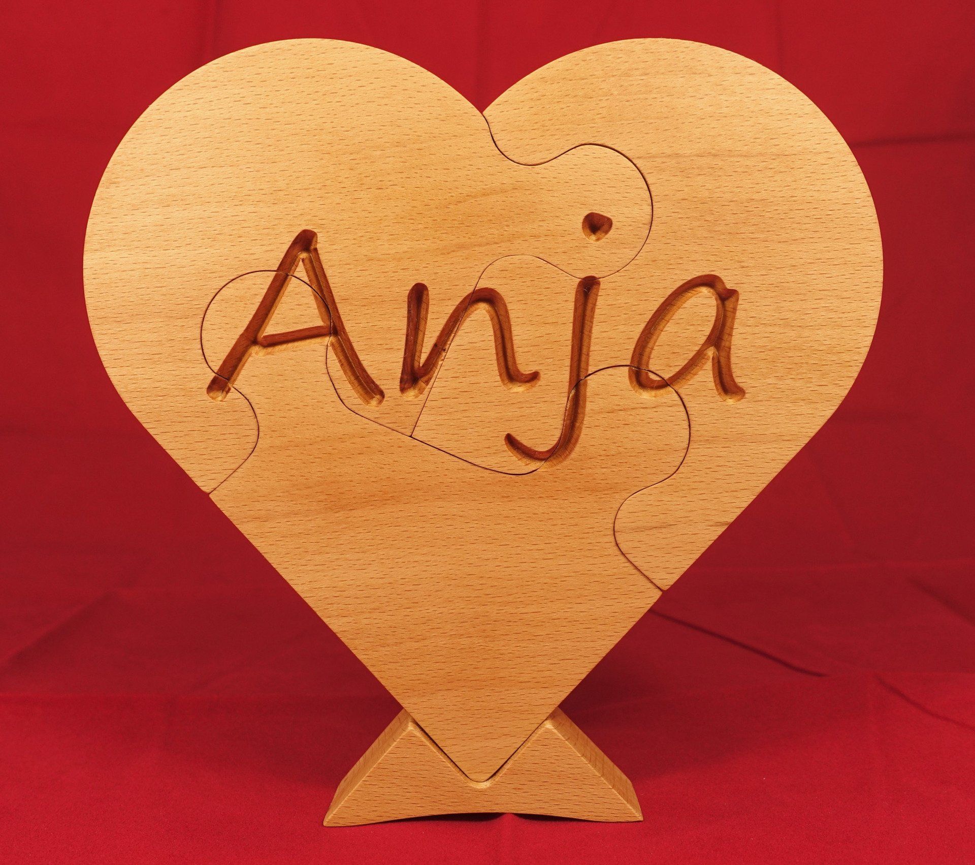 Puzzle Herz mit Name aus Massivholz