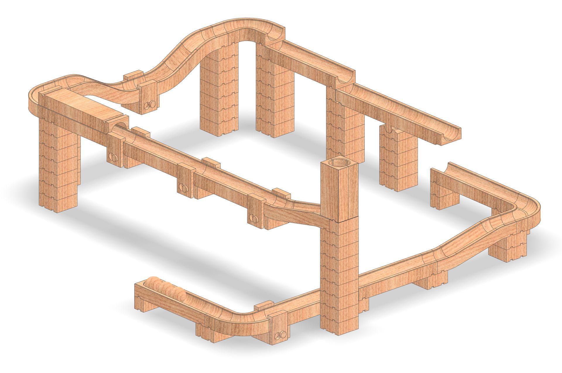 Murmelbahn aus Buche 3D-Grafik
