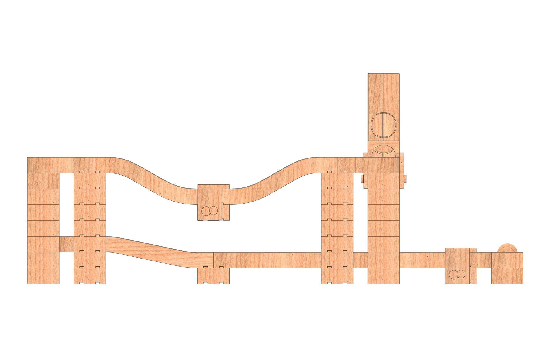 Murmelbahn aus Buche 3D-Grafik