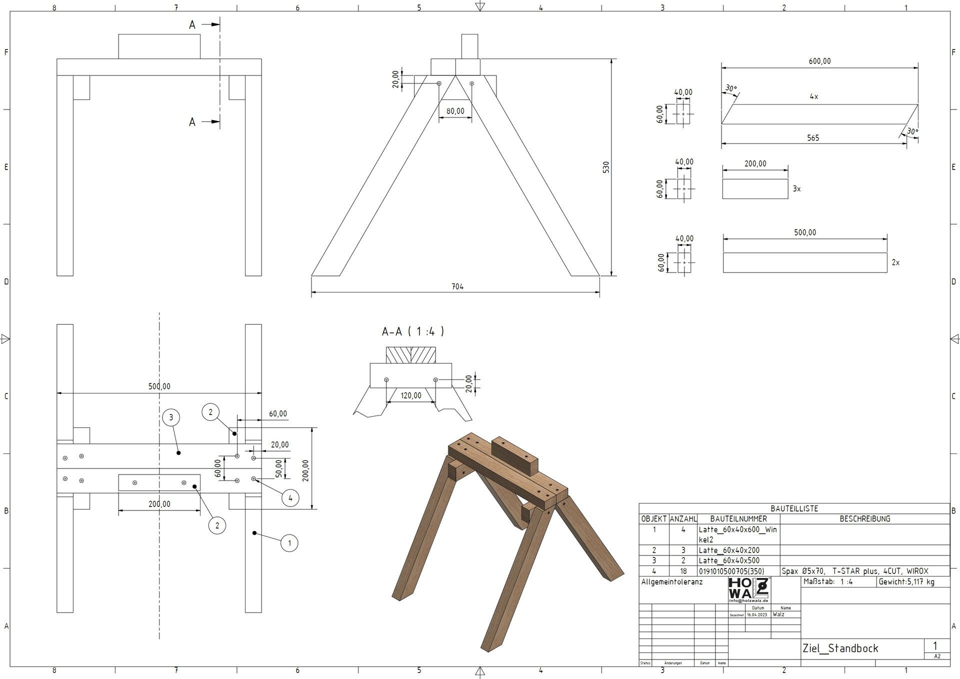 Standbock für Fallscheibe