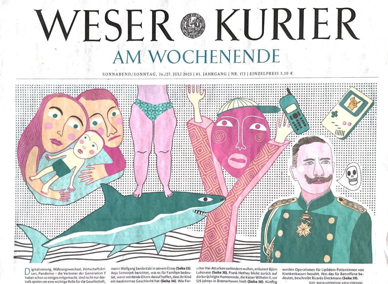 Weser-Kurier Titeslseite (26./27. Juli 2025) Beispiel einer Titelseite des Weser-Kuriers #Katja Stremmel #Illustration