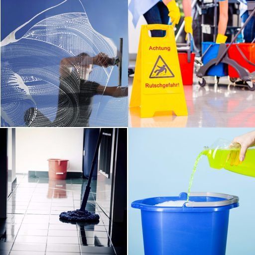 Reinigungsservice Fenster putzen Putzmittel Eimer Mop