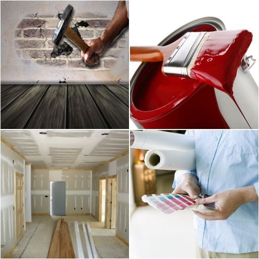 Renovierung Mauer Abbruch Hammer Tapete Farbscala Farbe Trockenbau