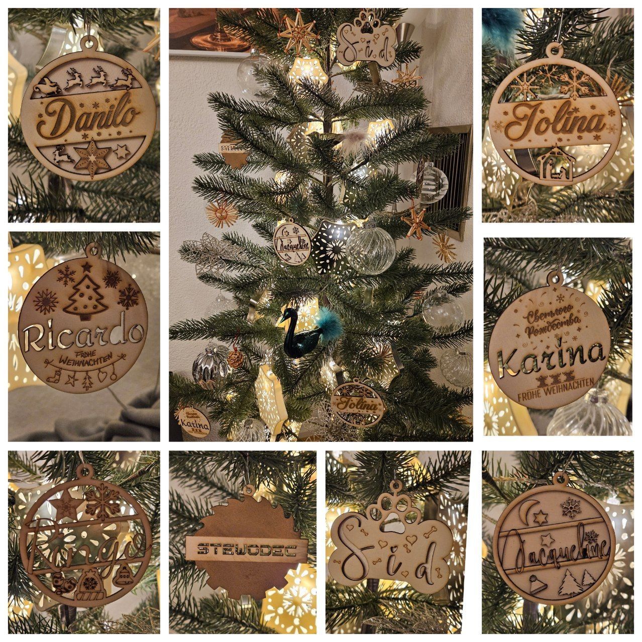 Verschiedene Baumanhänger aus Lindensperrholz mit Laser personalisiert