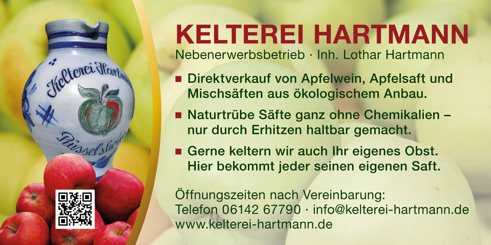 Projektbeispiel Satzwerke Werbebanner Kelterei Hartmann