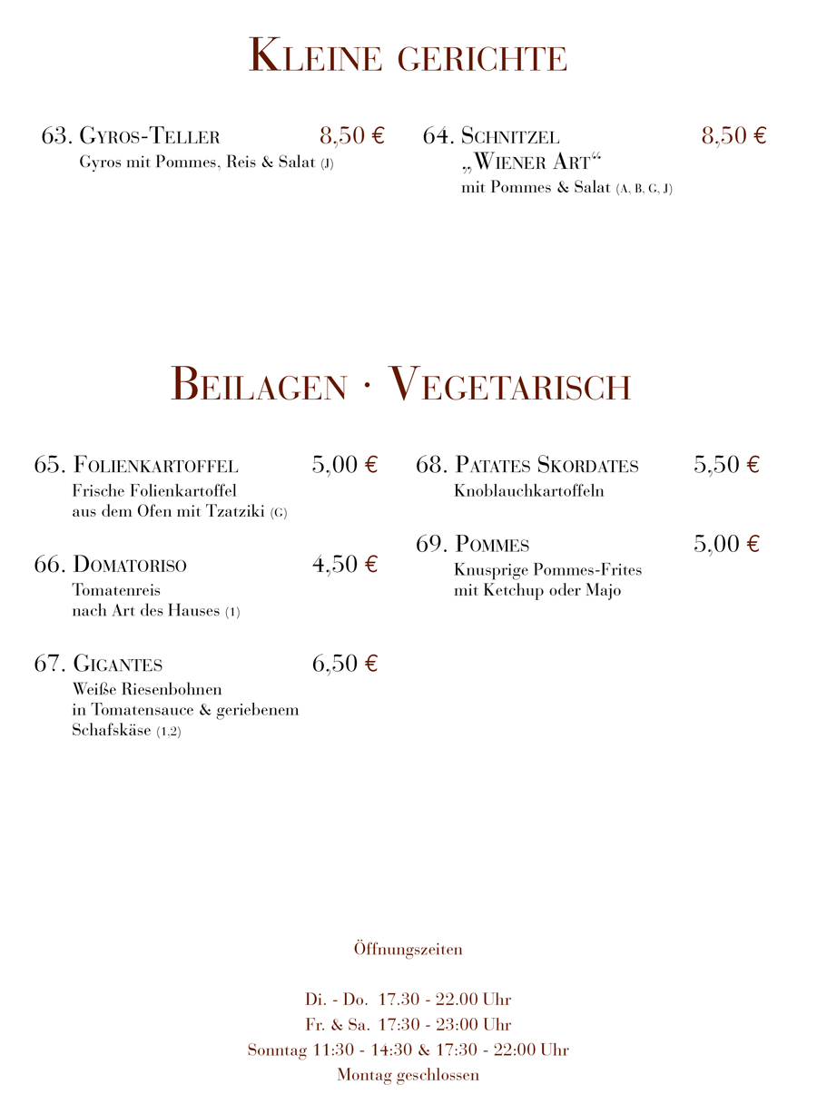 Speisekarte 2024
