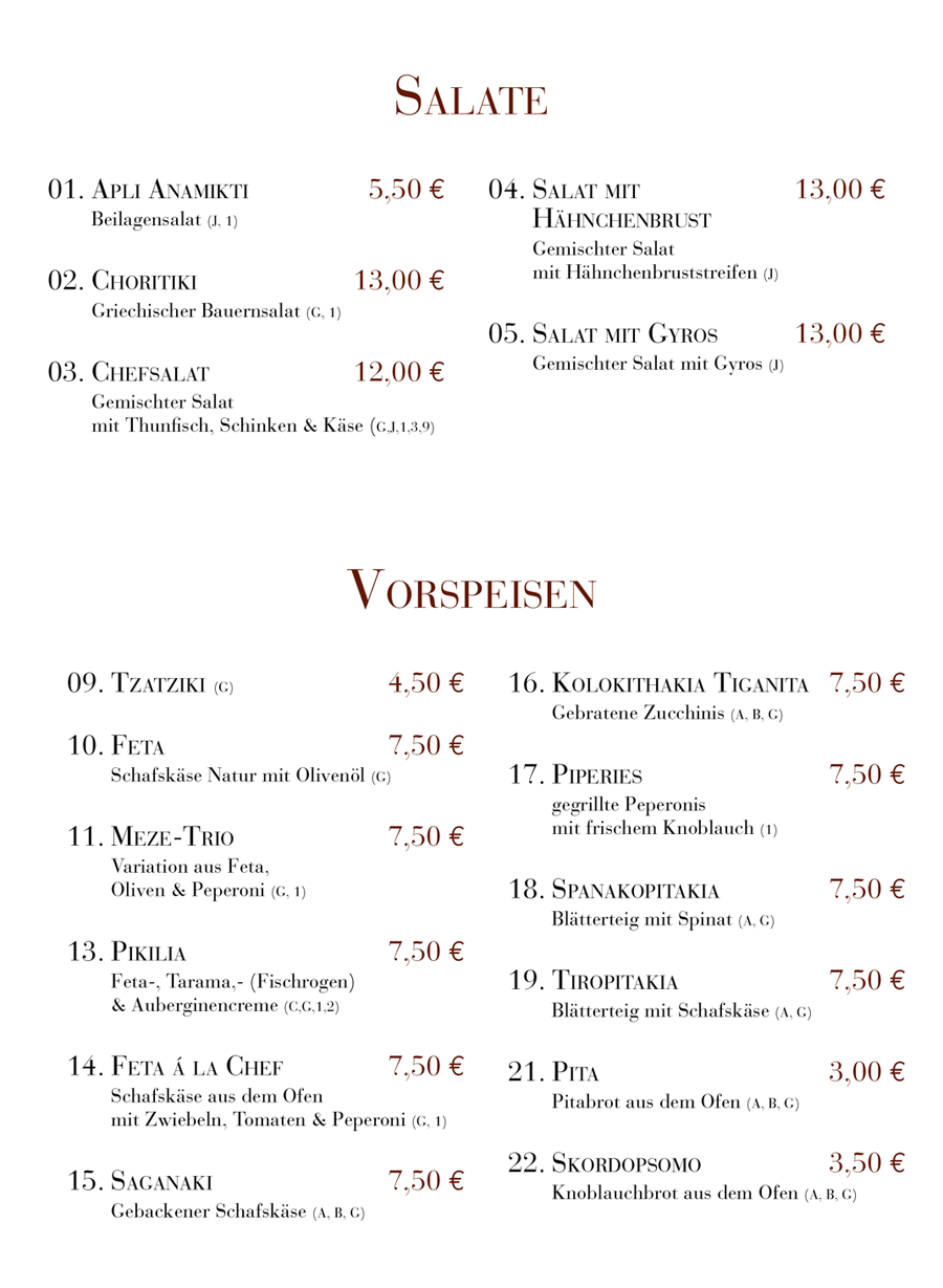 Speisekarte 2024