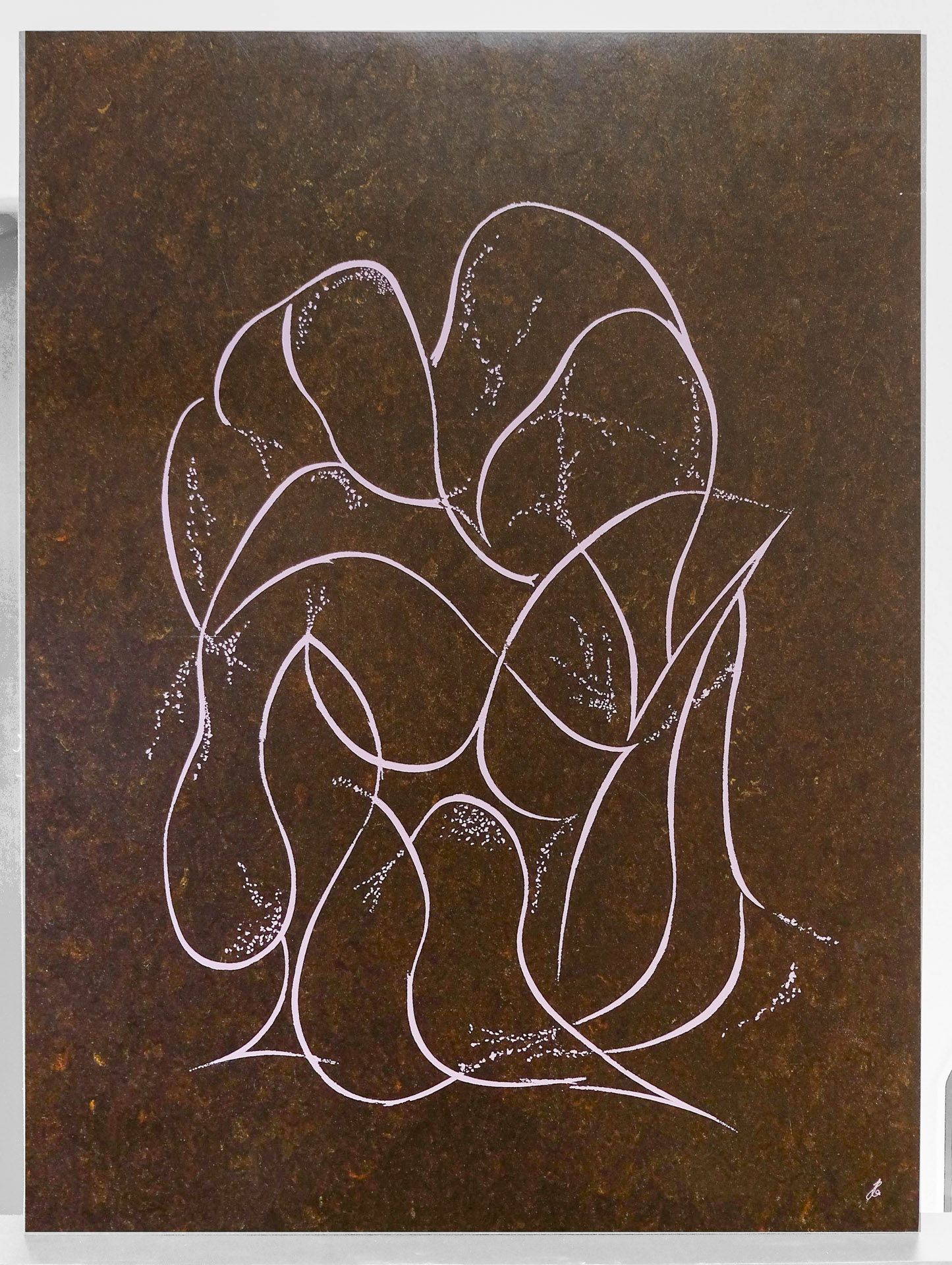 Bild einer schwarz-rosanen Linoleum-Gravur