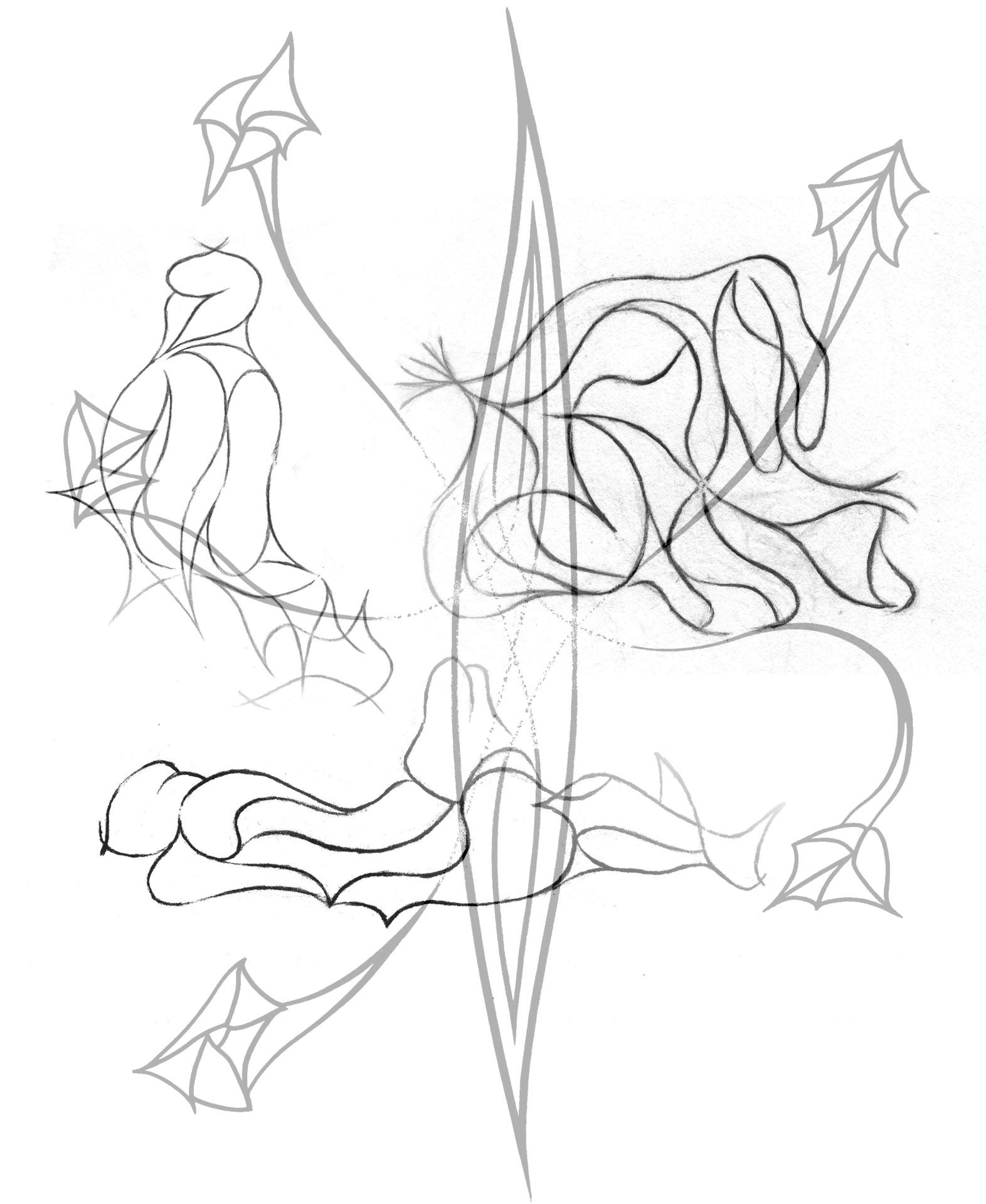 Skizzen von möglichen Linoleum-Bildern