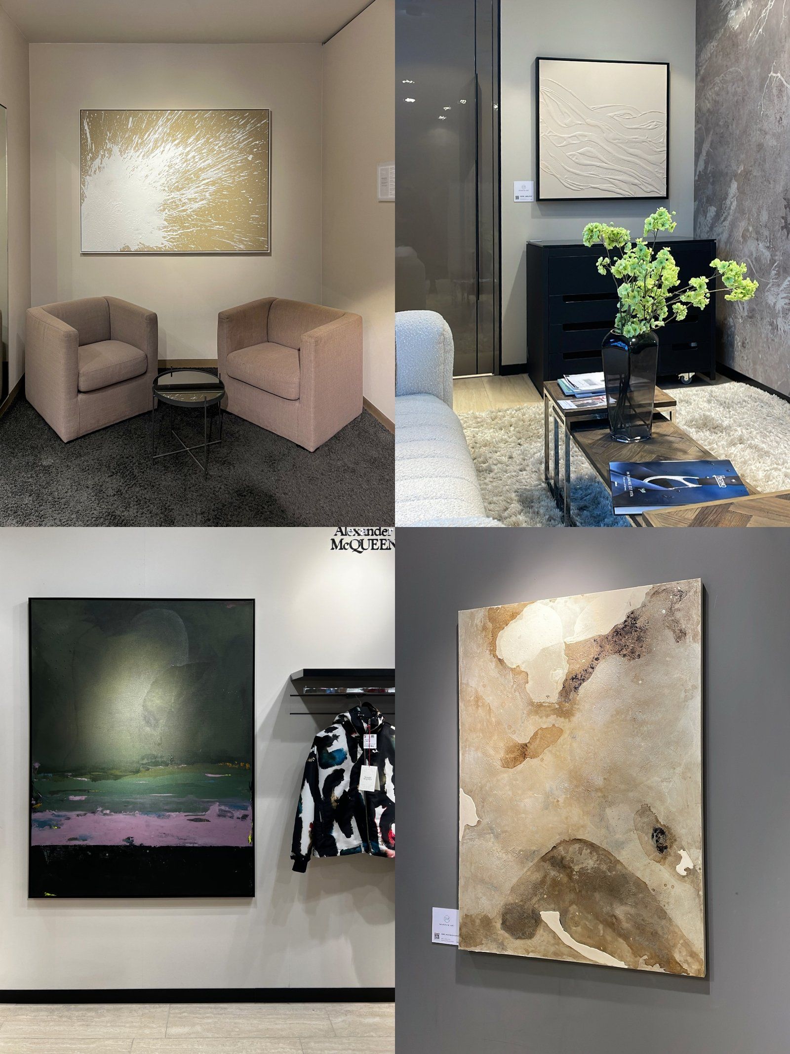 Contemporary interior featuring abstract artwork by Maren Maggiore at Breuninger