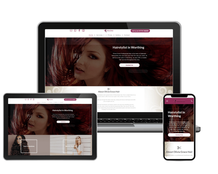 Olivia Grace Professional Hair website designed by Genesis Digital Media