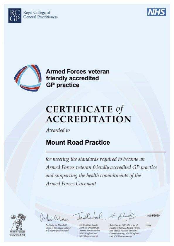 Armed Forces Veteran Friendly accreditation certificate