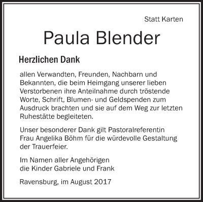 Danksagung Paula Blender Danksagung Paula Blender