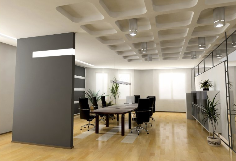 Mit Trockenbau strukturierter Raum.