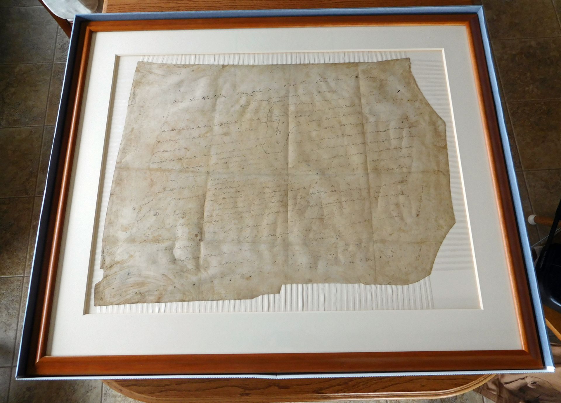 Framed animal skin map