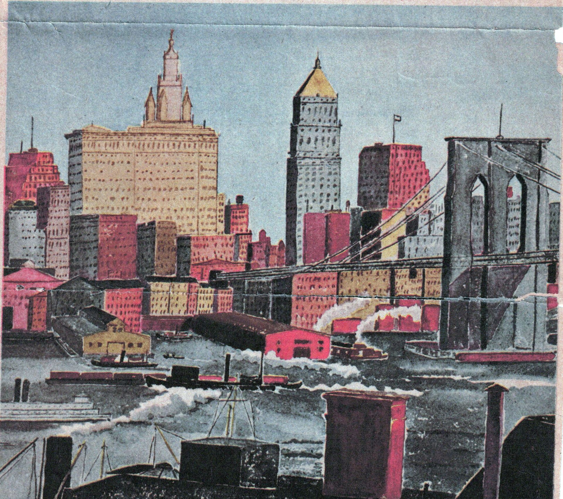 NYC landscape with highriser and bridge