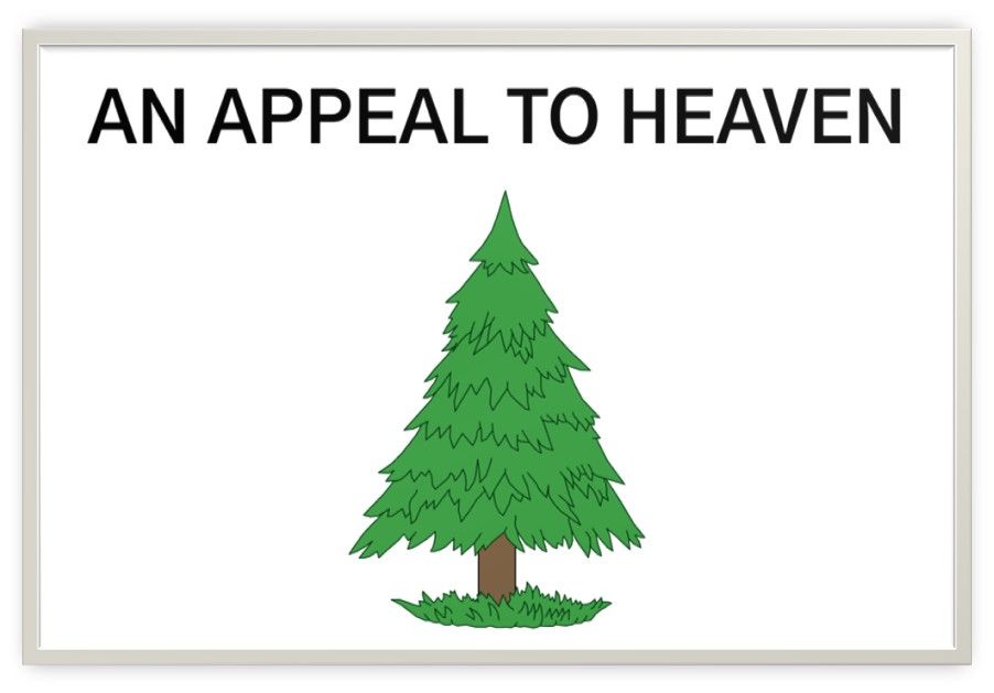 Flag with pine tree on a white background with wording