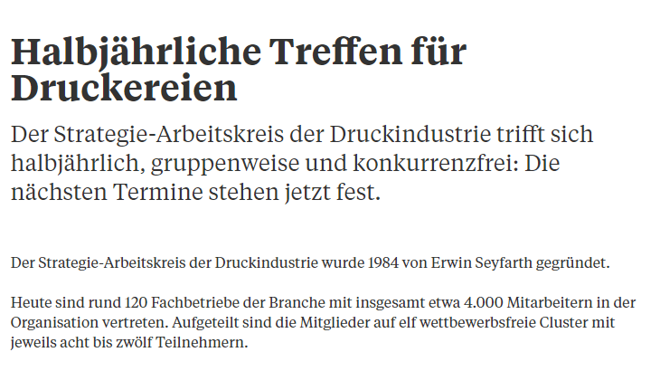 Strategiearbeitskreis Druckindustrie trifft sich halbjährlich