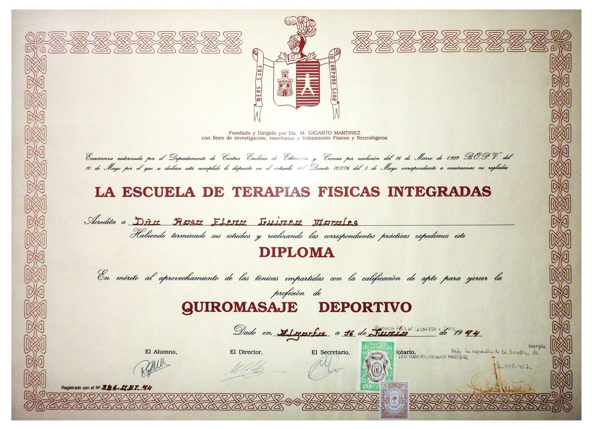 Titulo Quiromasaje Deportivo